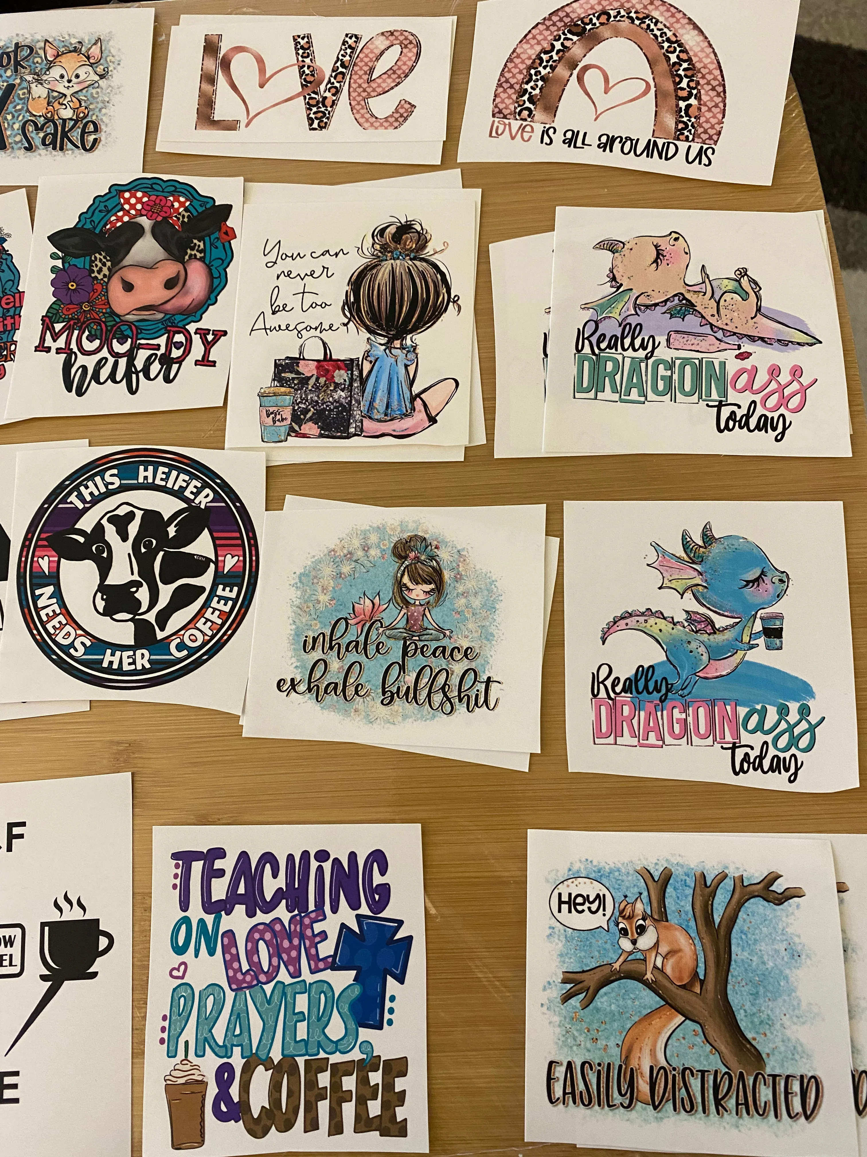 10 Random lot of Clear WATERSLIDE Laser Printed, Lot 1 OVERSTOCKED