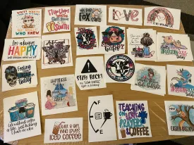 10 Random lot of Clear WATERSLIDE Laser Printed, Lot 1 OVERSTOCKED