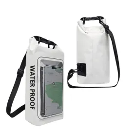2 In 1 Outdoor Cycling Crossbody Phone Bag PVC Swimming IPX6 Waterproof Bag, Size: 5L(White)