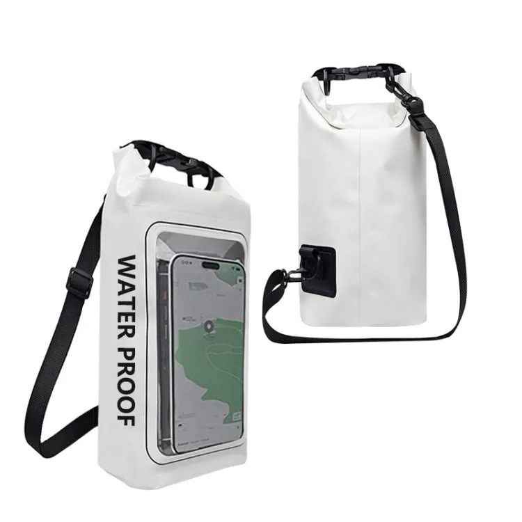 2 In 1 Outdoor Cycling Crossbody Phone Bag PVC Swimming IPX6 Waterproof Bag, Size: 5L(White)