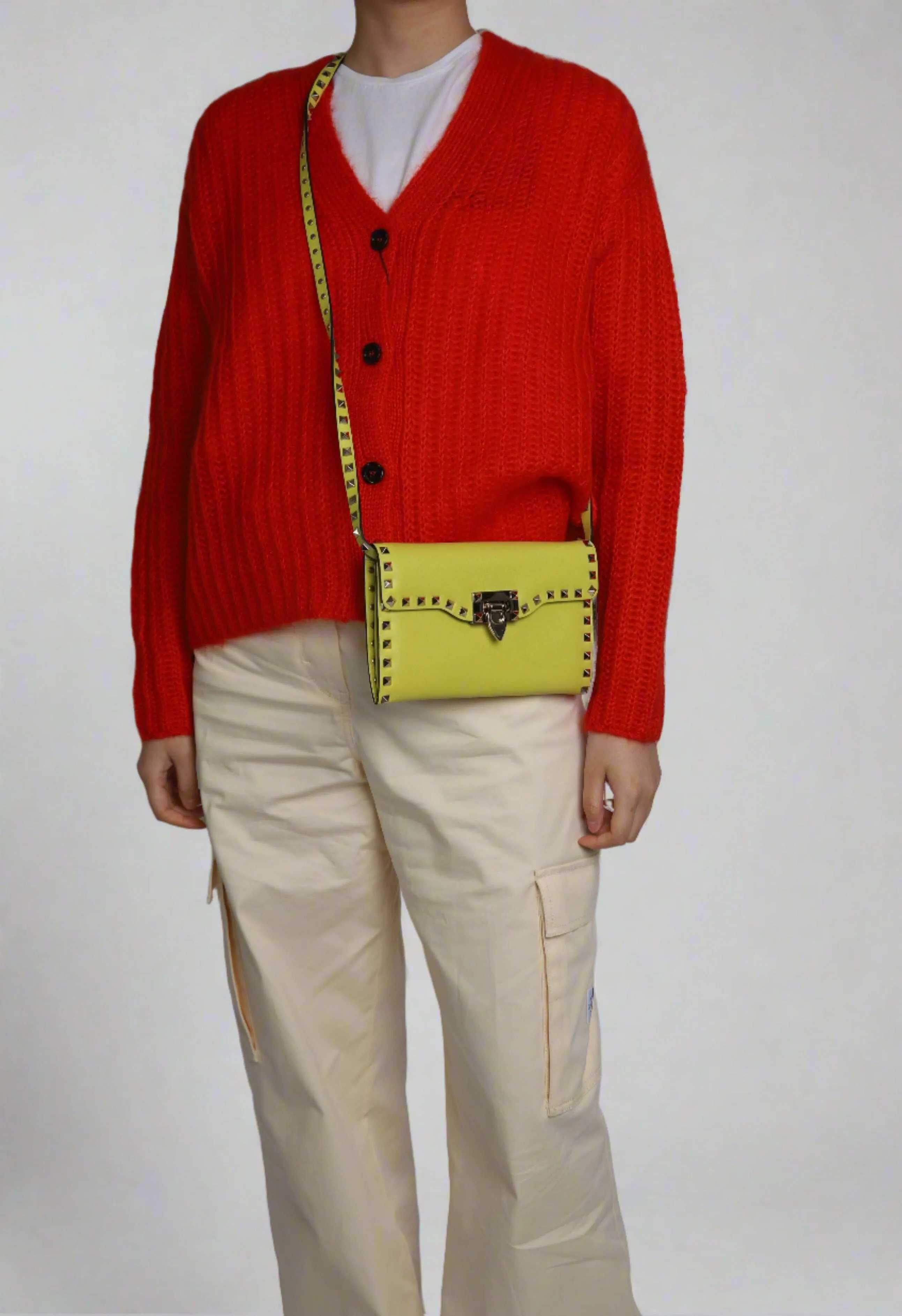 Acid green Rockstud crossbody bag