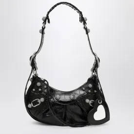 Balenciaga Le Cagole Xs Black Crocodile-Effect Mini Bag With Rhinestones Women
