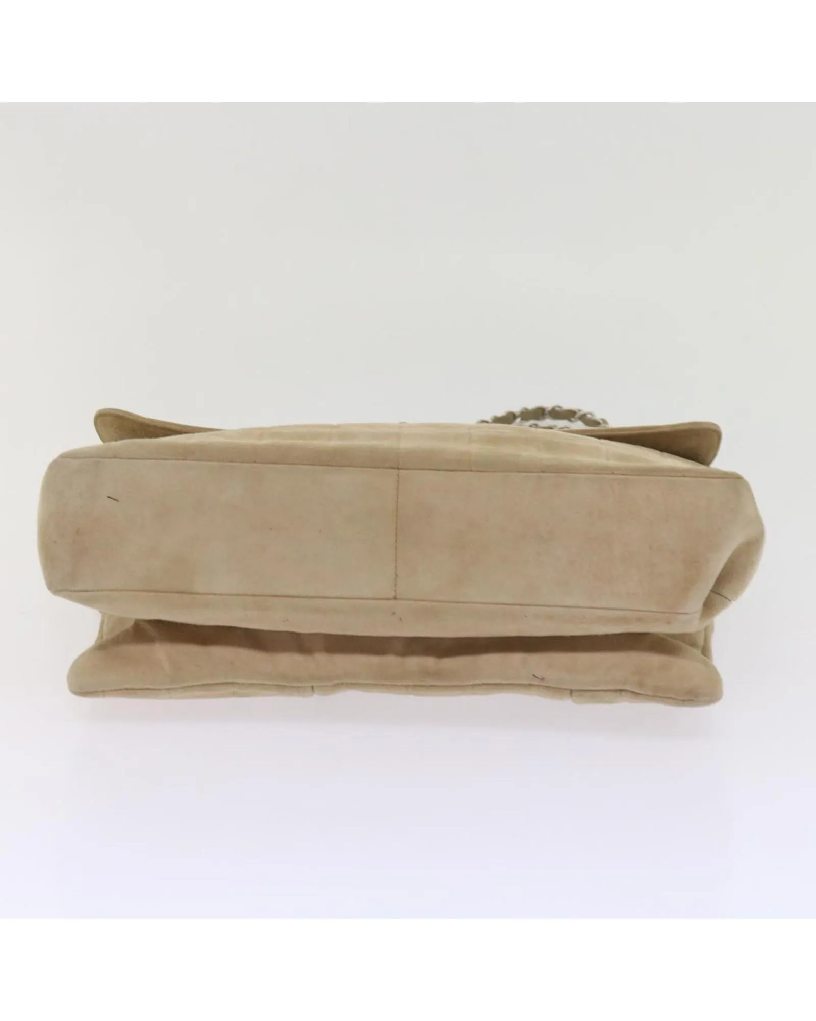 Beige Suede Chain Shoulder Bag with CC Logo Detail - Authentic CHANEL