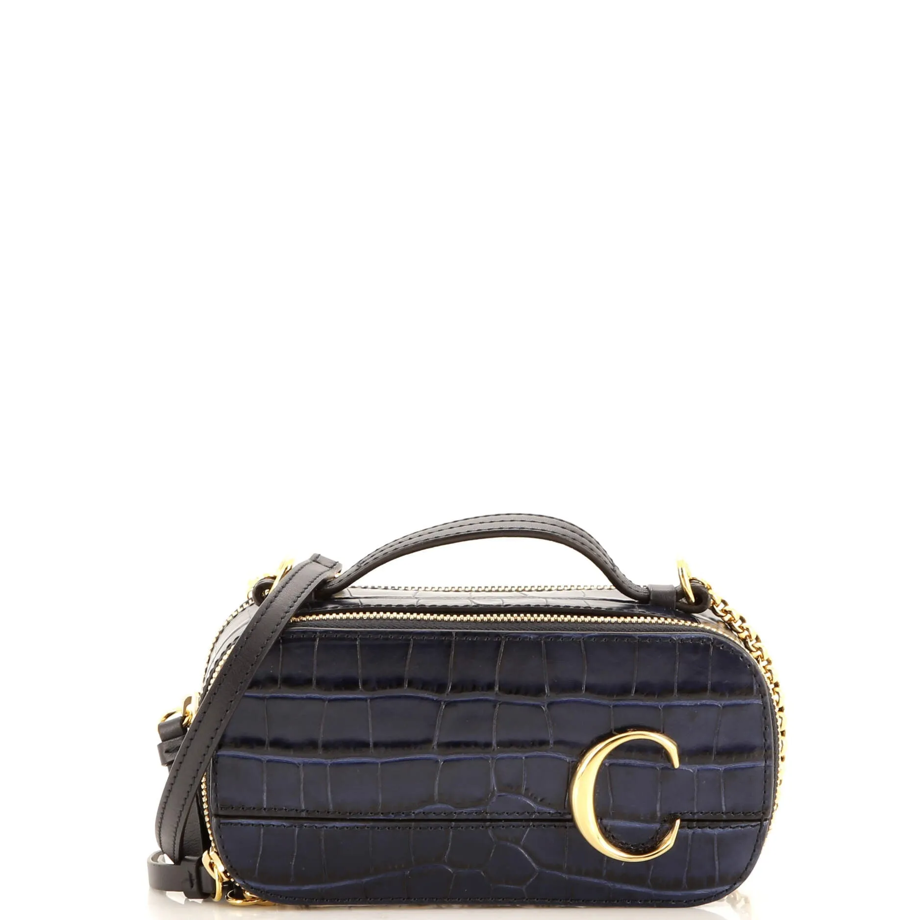 CHLOE C Vanity Bag Crocodile Embossed Leather Mini