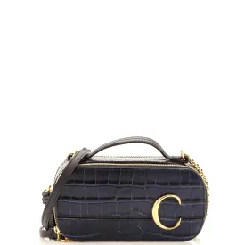 CHLOE C Vanity Bag Crocodile Embossed Leather Mini