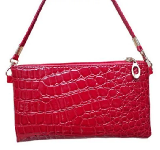 Crocodile/Stone Pattern Envelope Synthetic Leather Clutch Wrist/Shoulder Bag