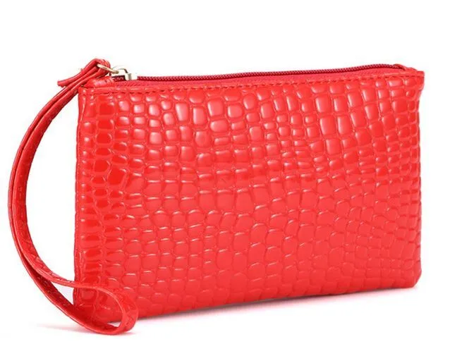 Crocodile/Stone Pattern Envelope Synthetic Leather Clutch Wrist/Shoulder Bag