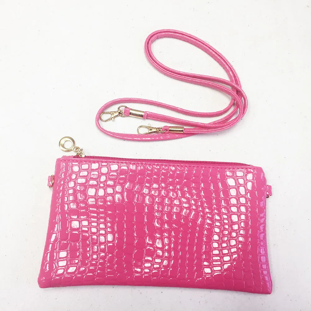 Crocodile/Stone Pattern Envelope Synthetic Leather Clutch Wrist/Shoulder Bag