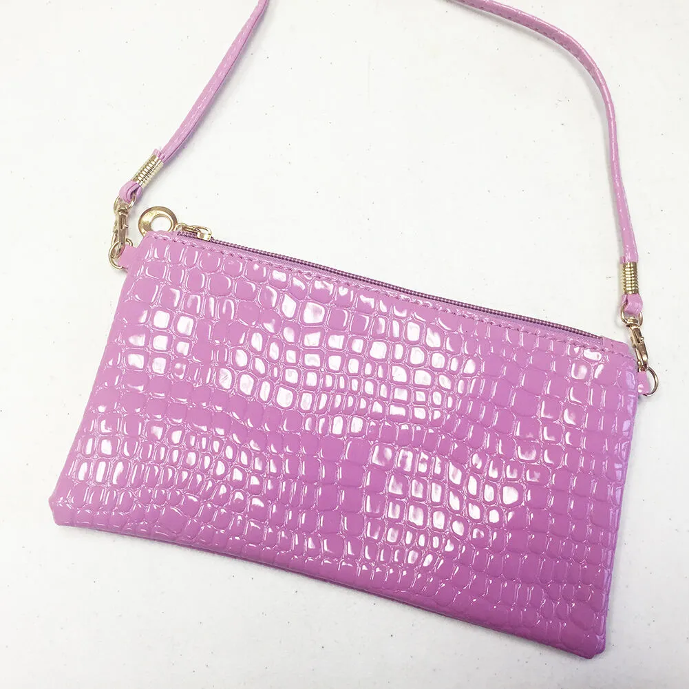 Crocodile/Stone Pattern Envelope Synthetic Leather Clutch Wrist/Shoulder Bag