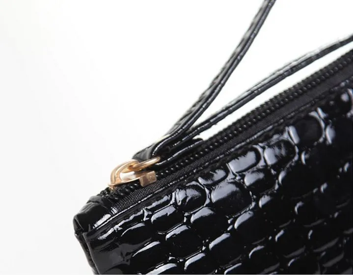 Crocodile/Stone Pattern Envelope Synthetic Leather Clutch Wrist/Shoulder Bag