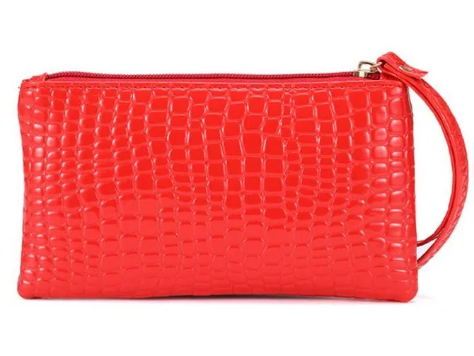 Crocodile/Stone Pattern Envelope Synthetic Leather Clutch Wrist/Shoulder Bag