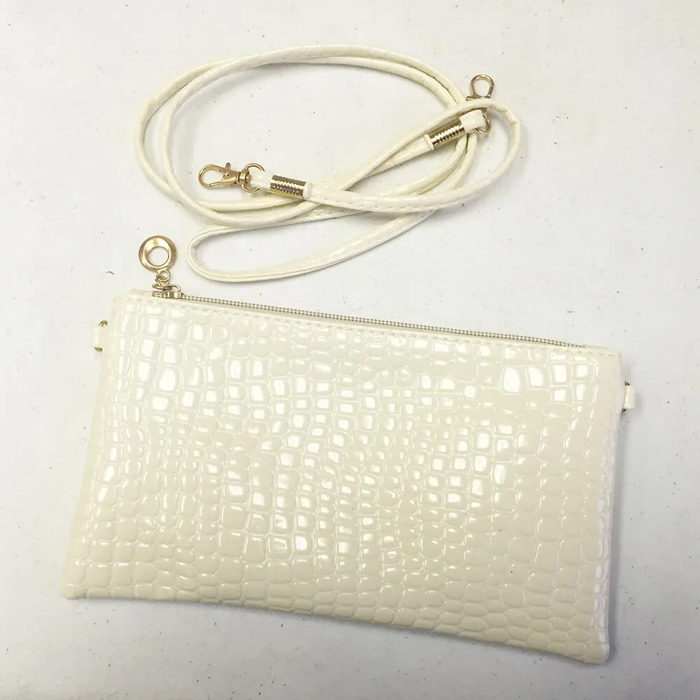 Crocodile/Stone Pattern Envelope Synthetic Leather Clutch Wrist/Shoulder Bag