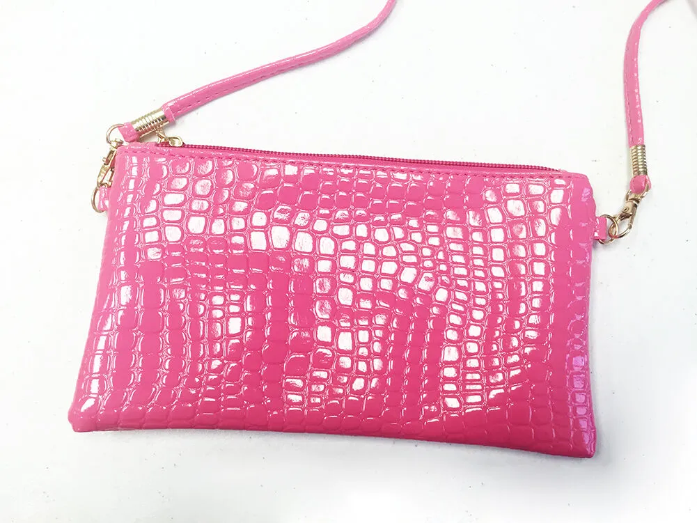 Crocodile/Stone Pattern Envelope Synthetic Leather Clutch Wrist/Shoulder Bag