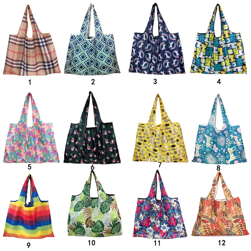 Eco Reusable Grocery Shopping Bag Foldable Tote Nylon Recycling Away Bags