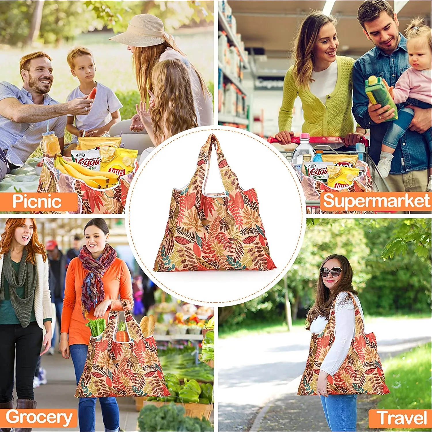 Eco Reusable Grocery Shopping Bag Foldable Tote Nylon Recycling Away Bags