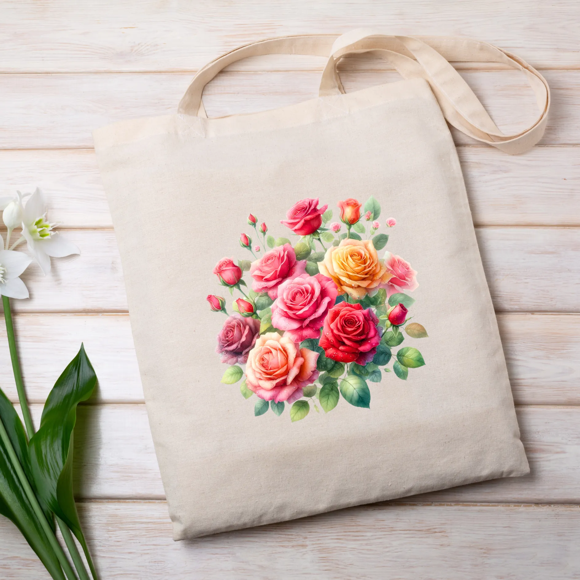 Fancy Florals - Roses - Tote Bag - 15" H x 15" W