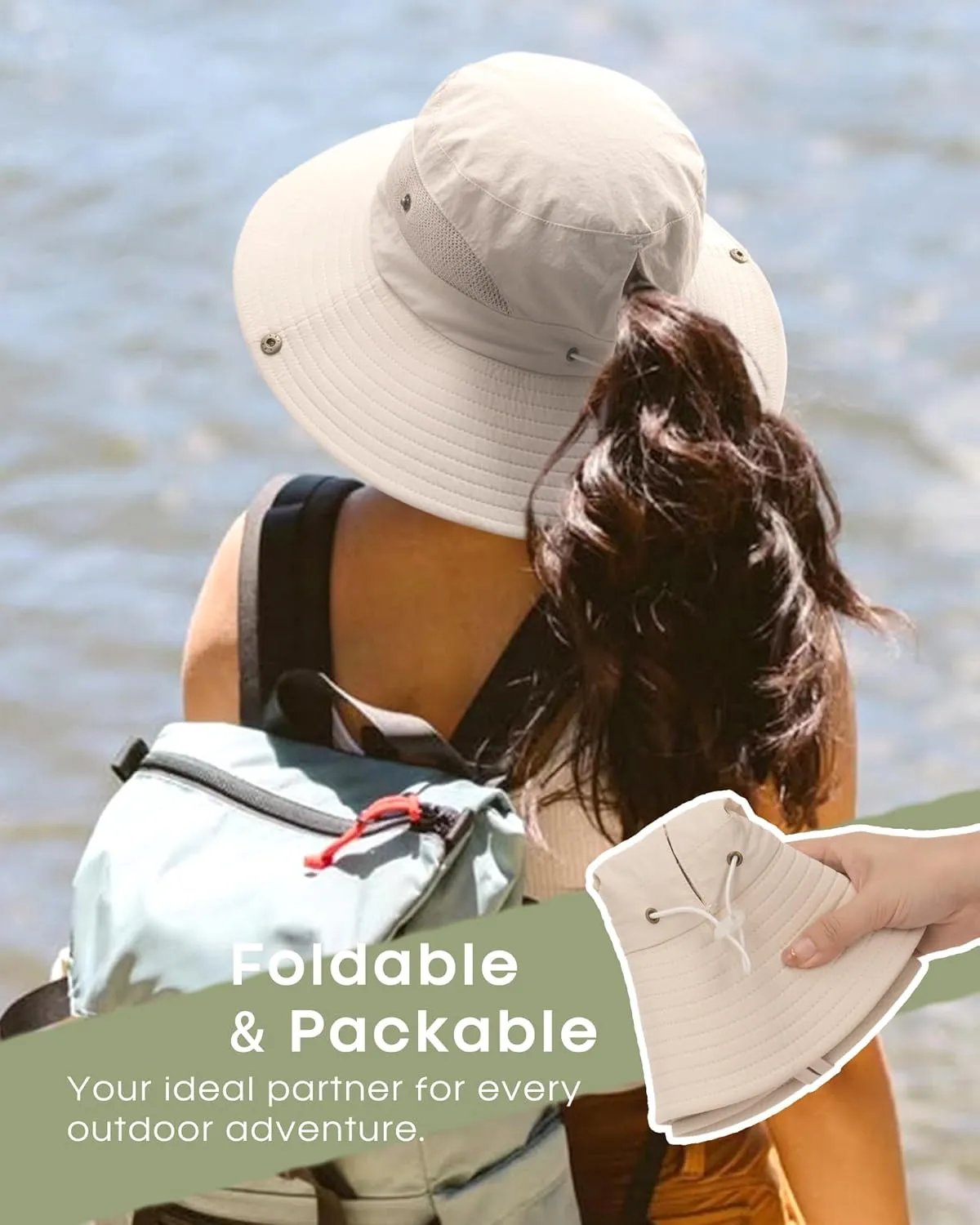 FURTALK Womens Sun Hat with Ponytail Hole Beach Hiking Summer Wide Brim UPF 80  Outdoor Protection Foldable Bucket Hat