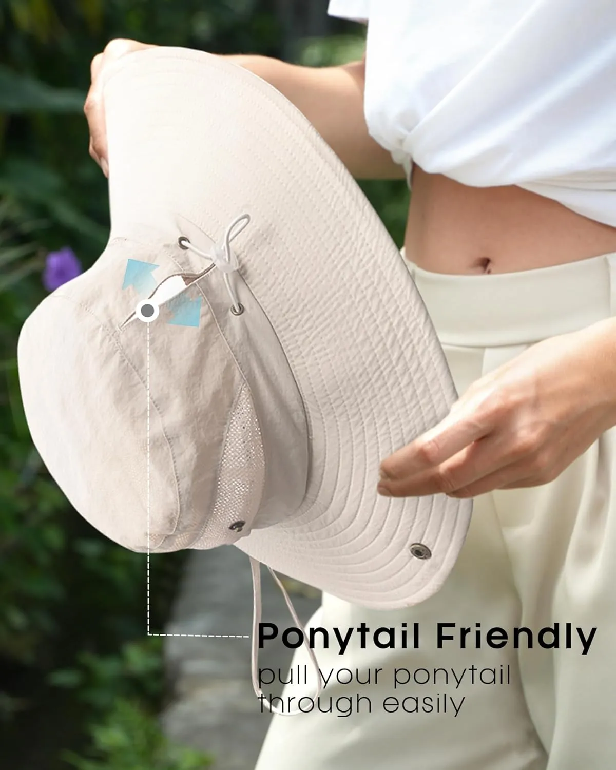 FURTALK Womens Sun Hat with Ponytail Hole Beach Hiking Summer Wide Brim UPF 80  Outdoor Protection Foldable Bucket Hat