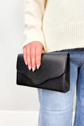 Glistening Nights Sparkly Crossbody Clutch in Black
