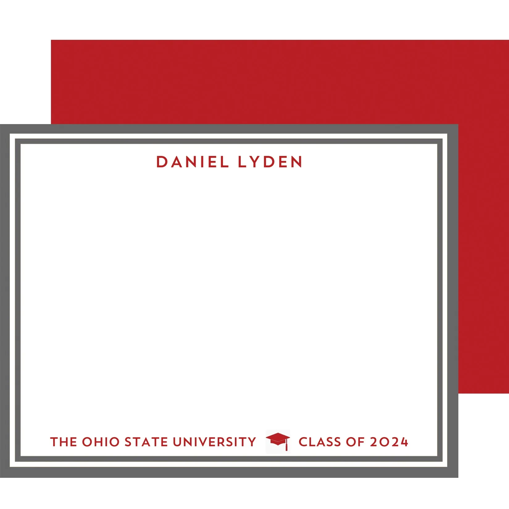 Graduation Block Letters Personalized Flat Notecards | Select Colors