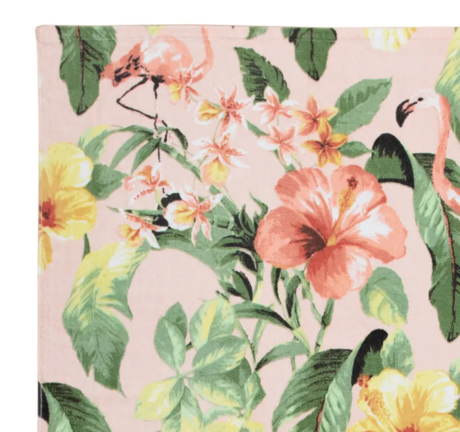 Hibiscus Grove 91x172cm Beach Towel Coral and Multi