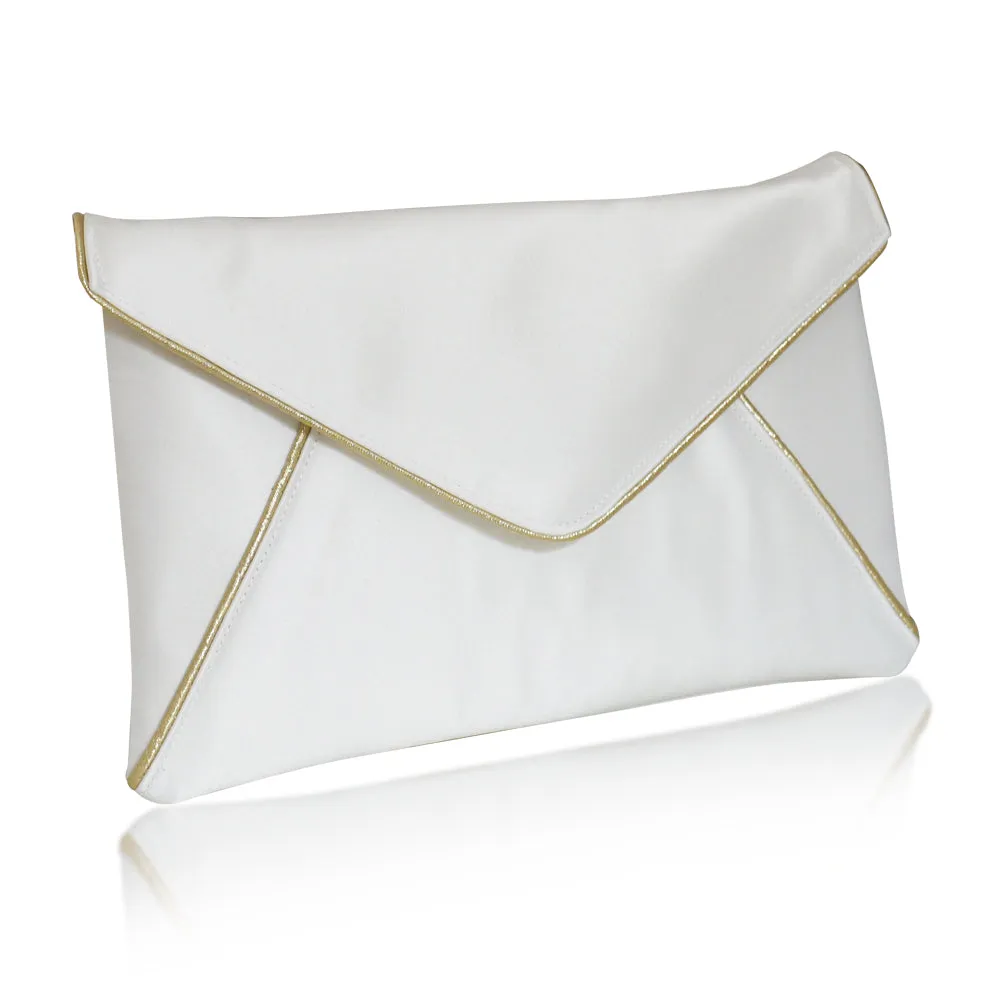 Elegant Ivory and Gold Bridal Clutch Handbag - KATERINA Wedding Accessory