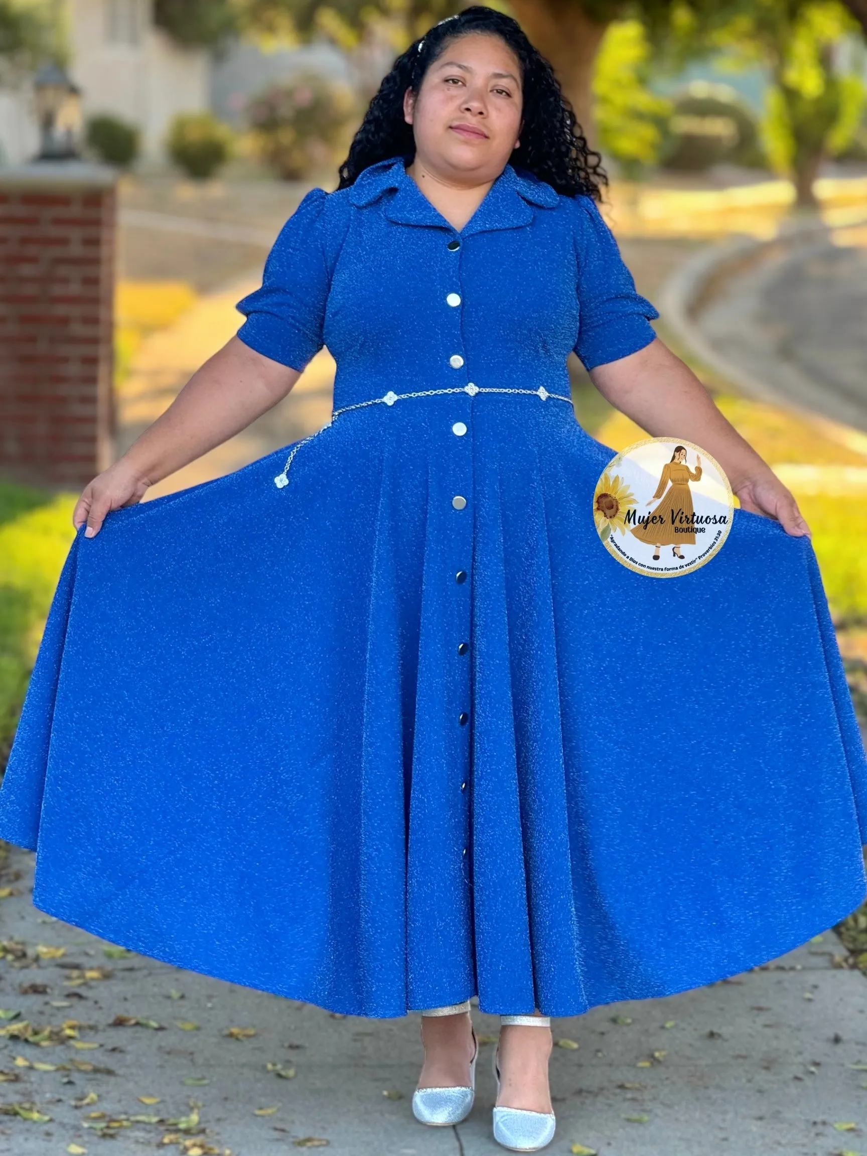 Jimena Royal Blue Metallic Sparkly Dress