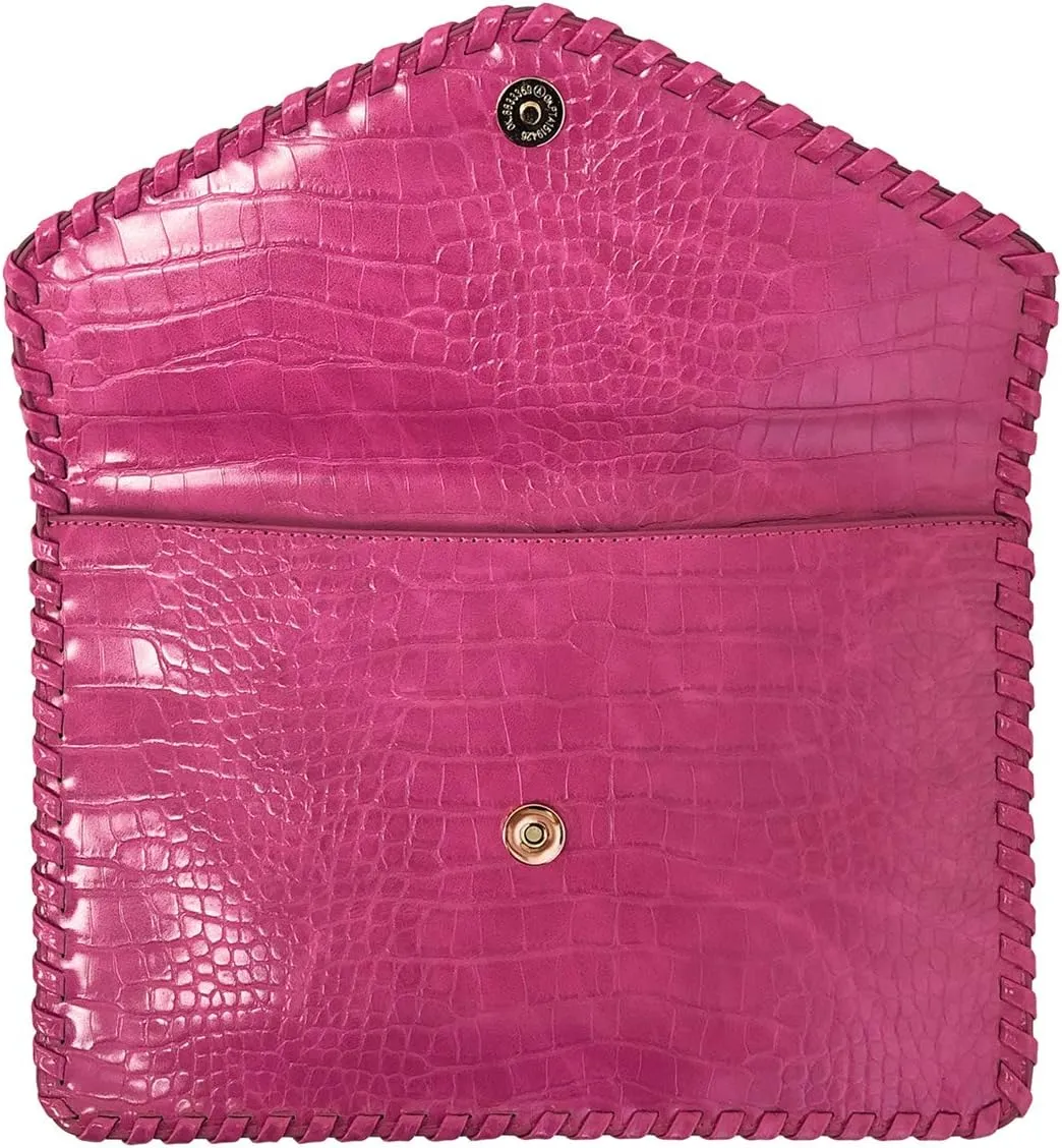 JNB Flat Crocodile Pattern Envelope clutch