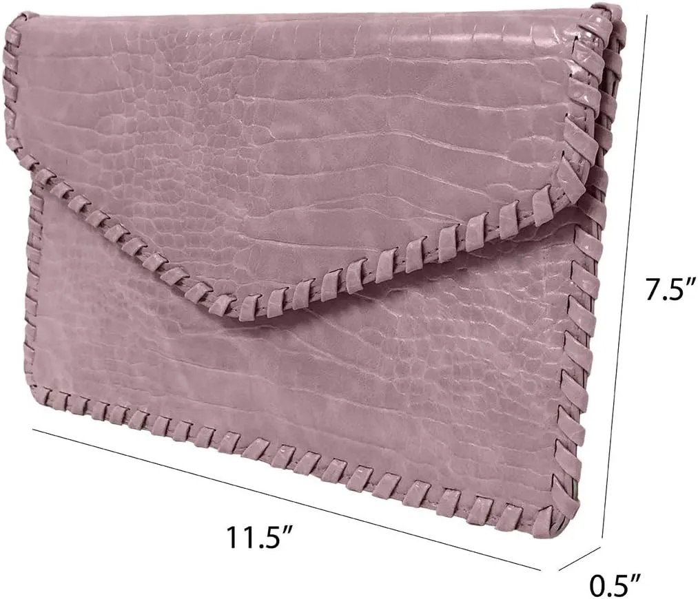 JNB Flat Crocodile Pattern Envelope clutch