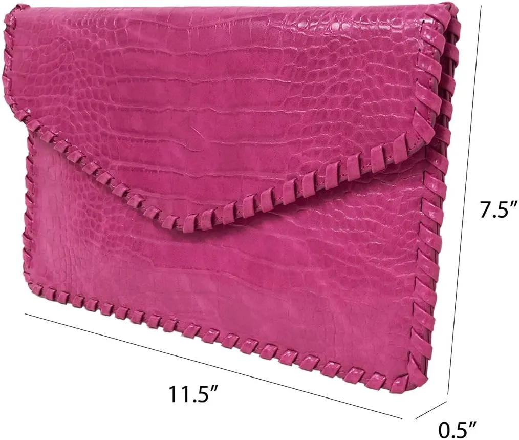 JNB Flat Crocodile Pattern Envelope clutch