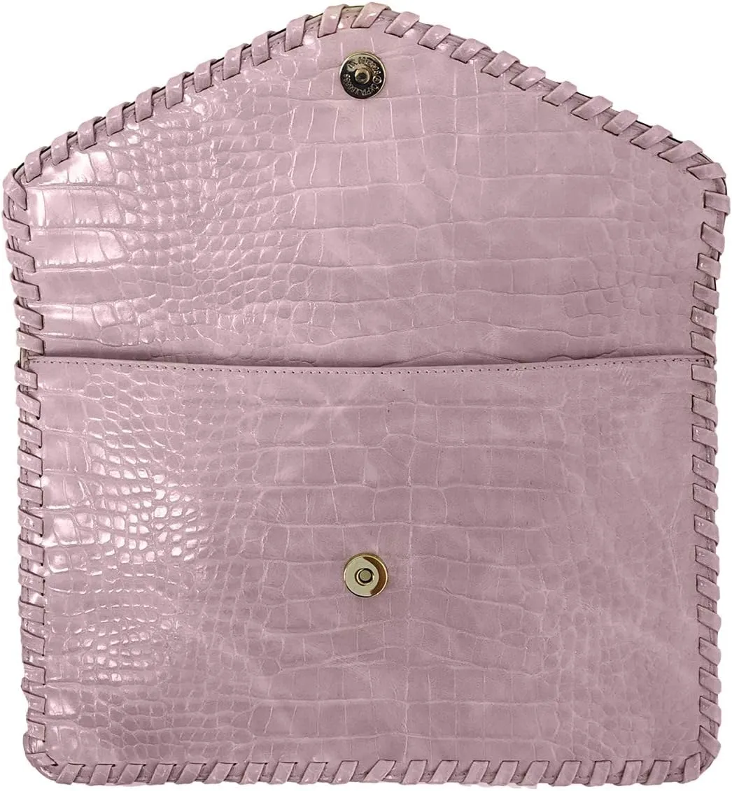JNB Flat Crocodile Pattern Envelope clutch