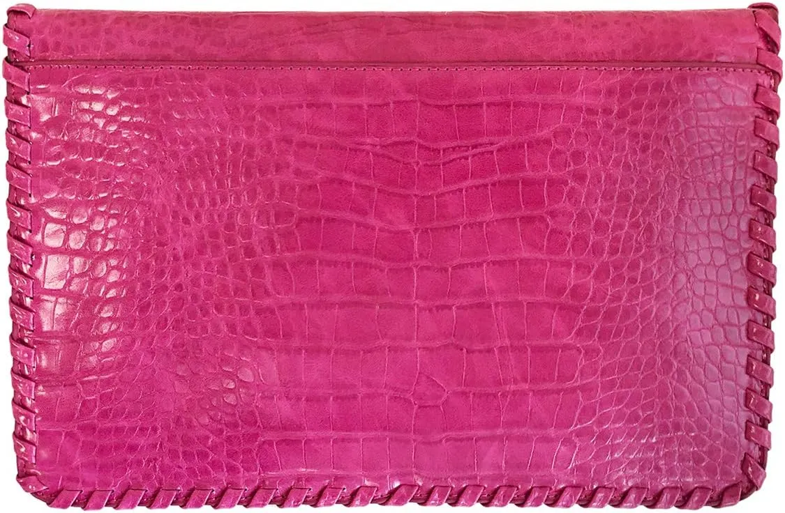 JNB Flat Crocodile Pattern Envelope clutch