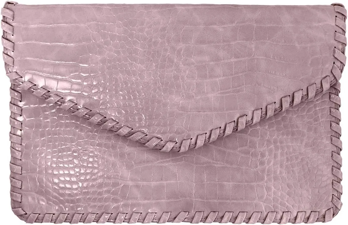 JNB Flat Crocodile Pattern Envelope clutch