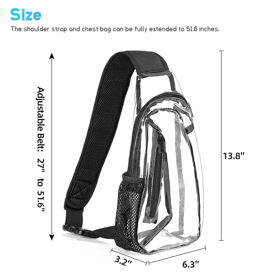 Men Women Clear PVC Shoulder Crossbody Transparent Backpack Chest Bag Waterproof