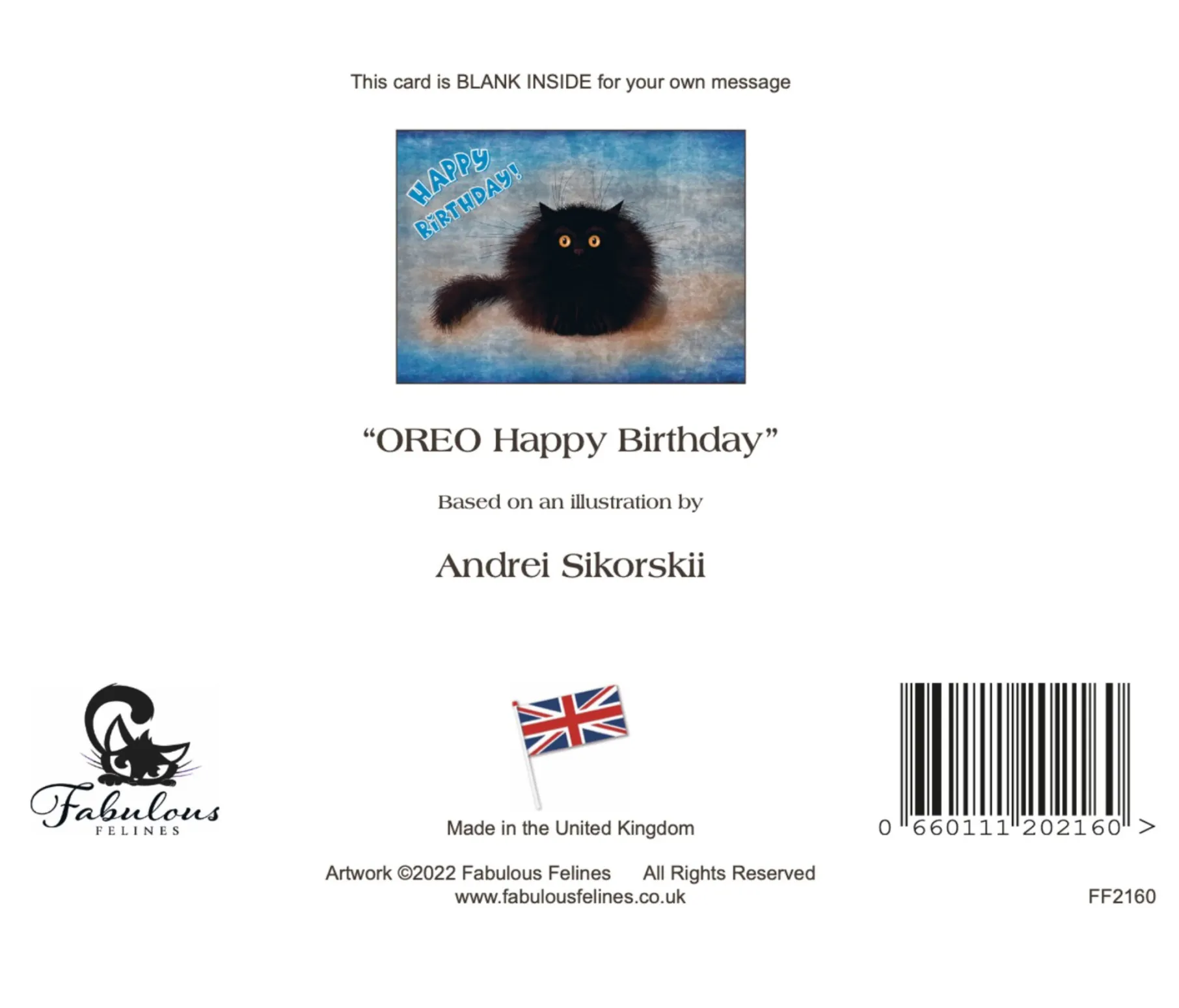 OREO - Cute Black Cat Greeting Birthday Card