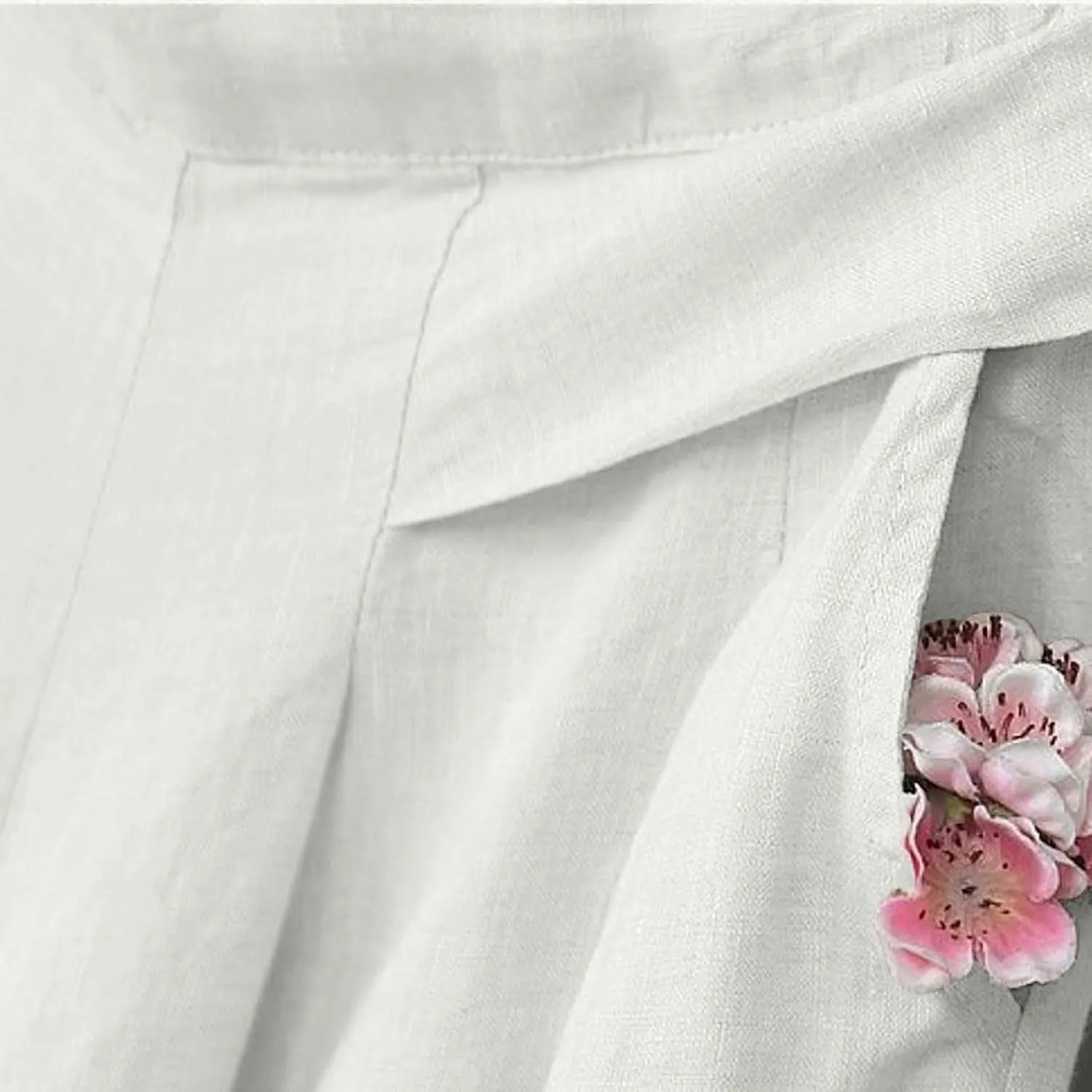 PTOLOCIF Cotton Linen Pants for Women Summer Drawstring Wide Leg Pants Loose Casual Cotton Linen Palazzo Pant with Pockets