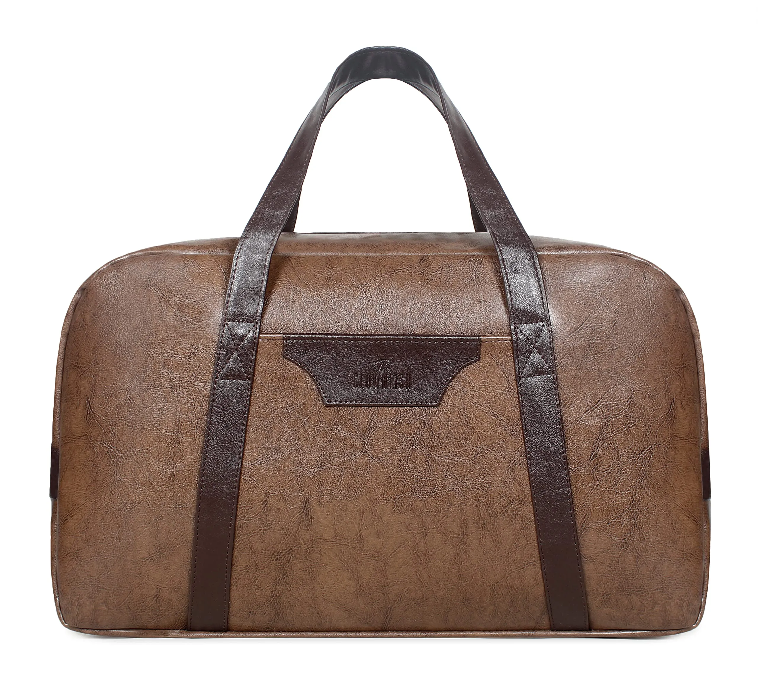 The Clownfish Romer 27 litres Unisex Faux Leather Travel Duffle Bag (Brown)