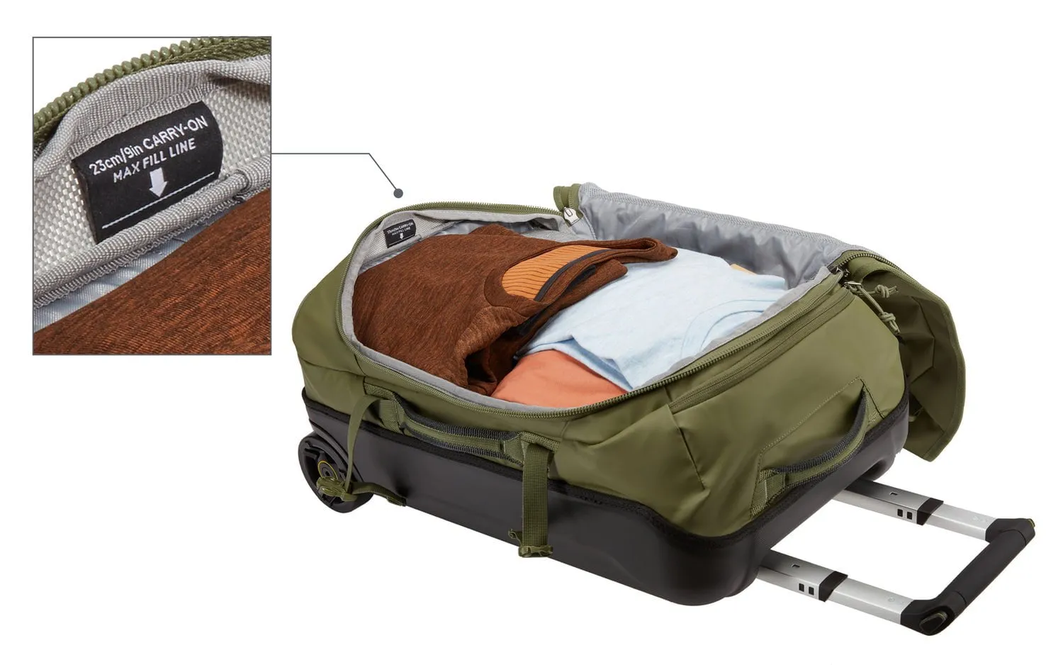 Thule Chasm 40L Carry On Wheeled Duffel Bag - Olivine Green