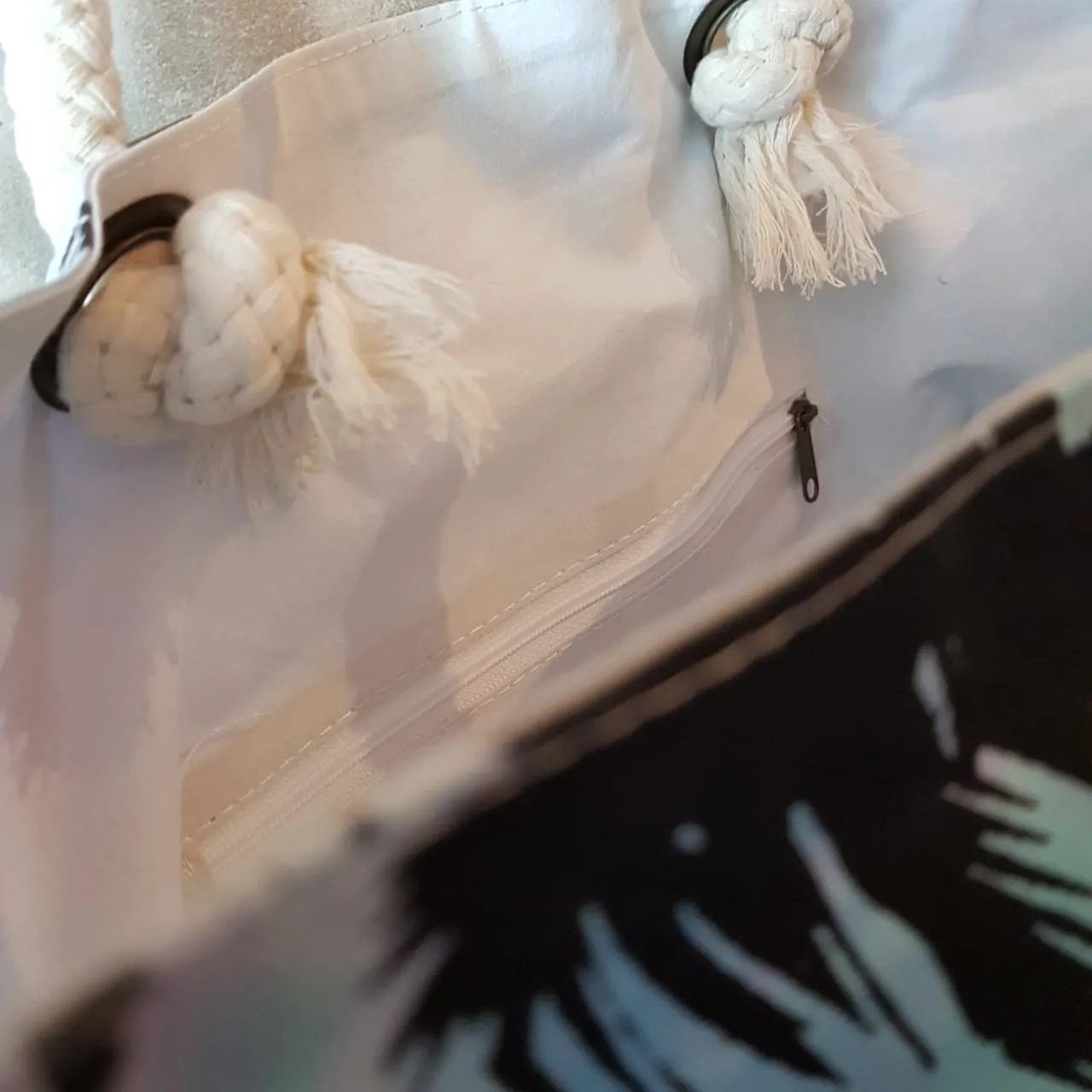 Tropical Palm Tree Print Cotton Canvas Tote & Beach Bag