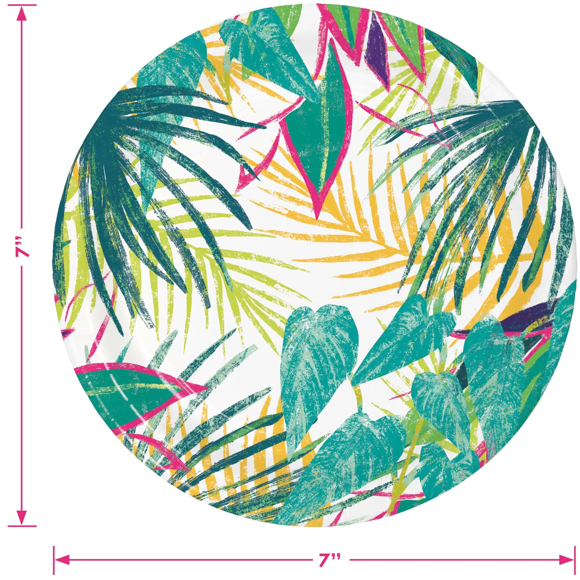Tropical Party Supplies - Teal & Pink Island Tropics Paper Dessert Plates, Beverage Napkins, and Forks (Serves 16)