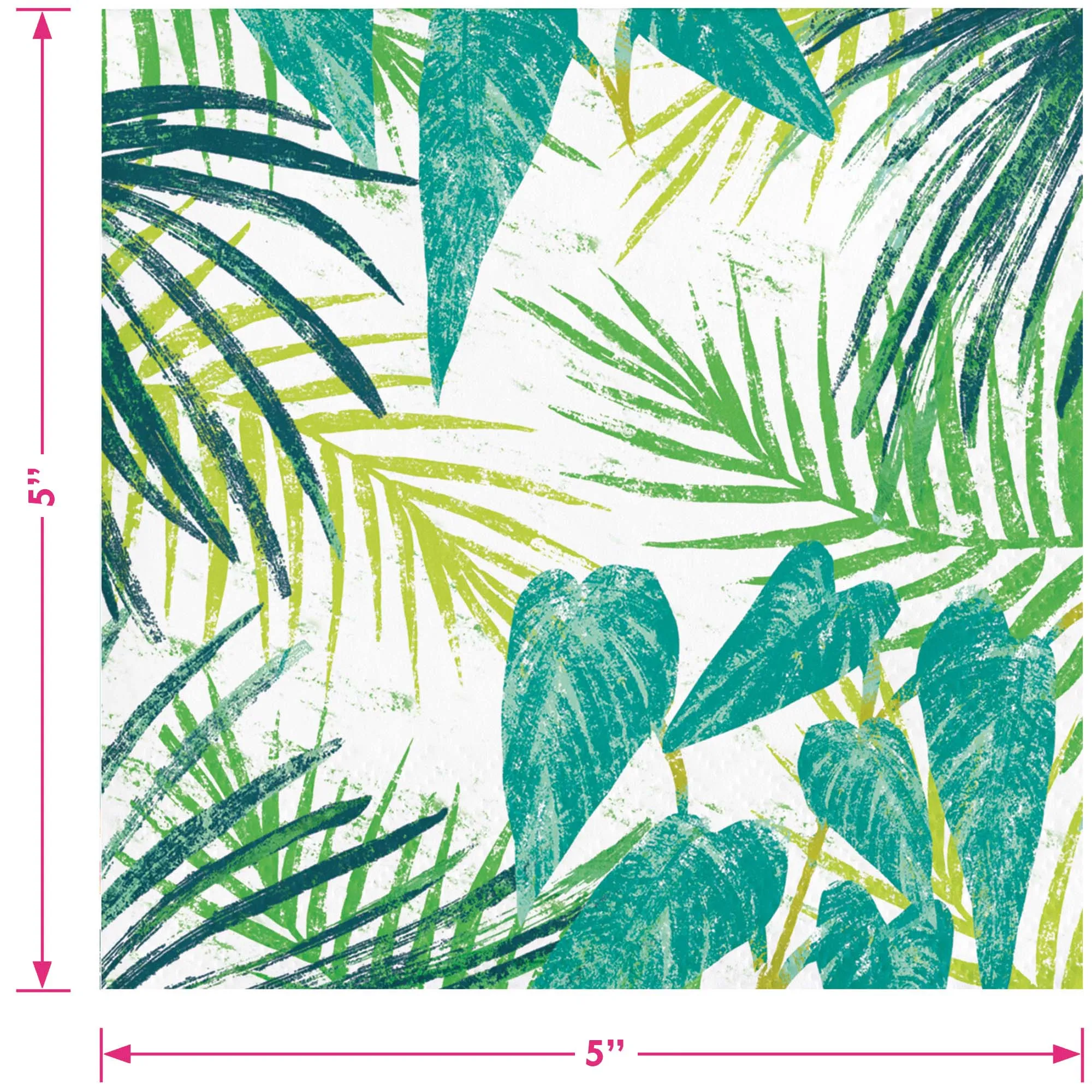 Tropical Party Supplies - Teal & Pink Island Tropics Paper Dessert Plates, Beverage Napkins, and Forks (Serves 16)