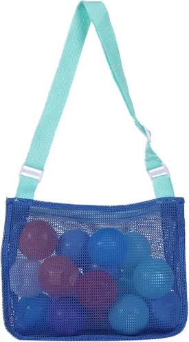 UTTPLL Colorful Mesh Beach Bag Adjustable Kids Quick Dry Net Tote for Seashell Collecting Sand Toy Swimming Accessories