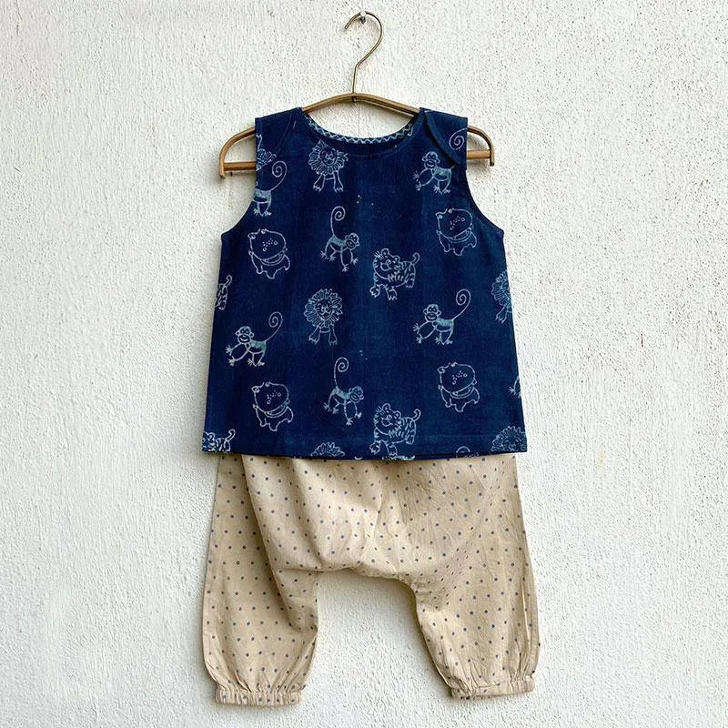 Zoo Jhabla With Indigo Raidana Pants